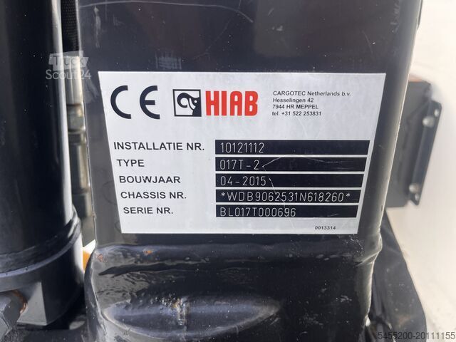 Nákladné vozidlo s plošinou a žeriavom Mercedes-Benz Sprinter 513cdi 130pk DC Laadkraan Hiab 017T Ai...