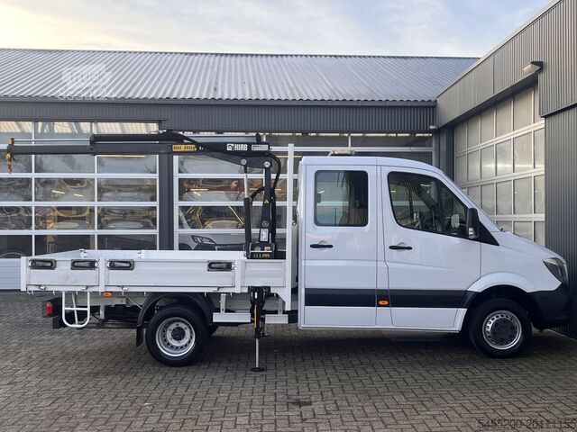 Nákladné vozidlo s plošinou a žeriavom Mercedes-Benz Sprinter 513cdi 130pk DC Laadkraan Hiab 017T Ai...