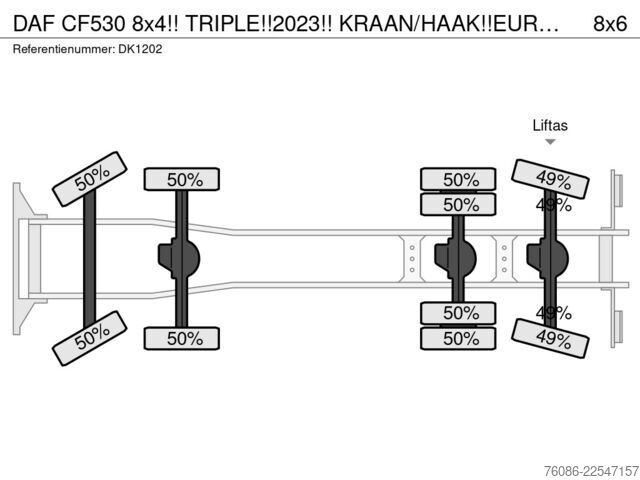 System med krokarm DAF CF530 8x4!! TRIPLE!!2023!! KRAAN/HAAK!!EURO6!! ...