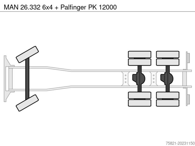 Basculantă cu macara MAN 26.332 6x4 + Palfinger PK 12000