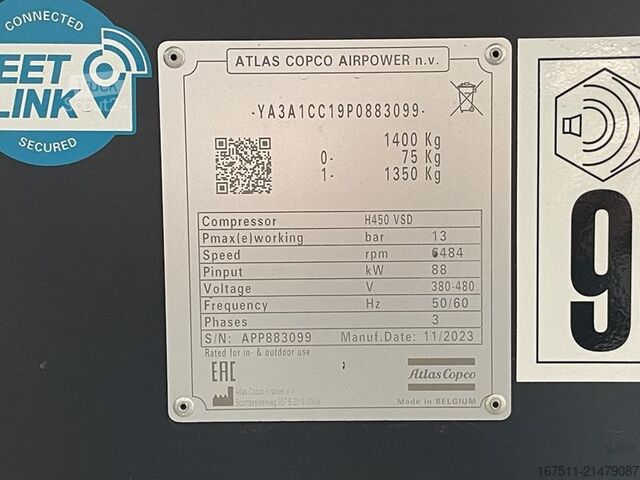 Compresseur frigorifique Atlas Copco E-AIR H 450