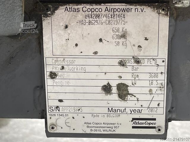 Compresseur frigorifique Atlas Copco XAS 37 KD