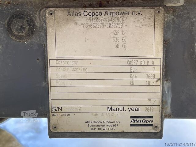 Compresseur frigorifique Atlas Copco XAS 37 KD
