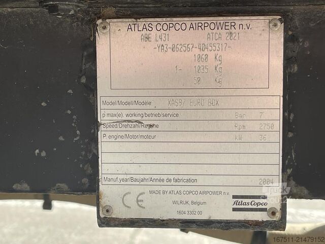 Kompresor za rashladni plin Atlas Copco XAS 97 DD
