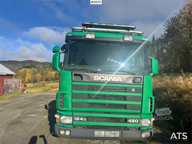 System med krogarm Scania 124G 6x2 Hook truck.