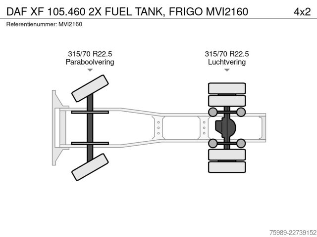 Štandard-SZM DAF XF 105.460 2X FUEL TANK, FRIGO
