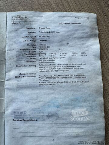 Żuraw wieżowy PALFINGER PK 18002 EH