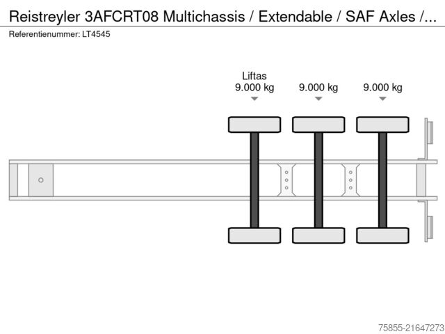 Konttikuljetukset Reistreyler 3AFCRT08 Multichassis / Extendable / SAF Axles ...