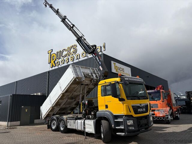 Tipper avec grue MAN TGS 26.460 + HIAB 232 ES-5 + TIPPER + 6X2 STEER...