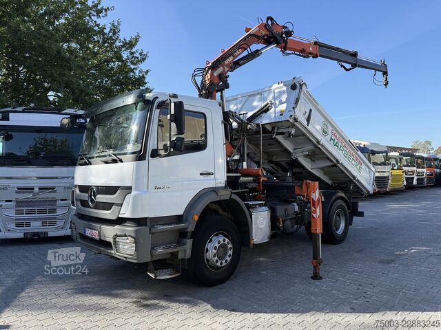Camión volquete trilateral Mercedes-Benz Axor 1829 K 4X2 Kipper mit Kran Atlas 125.2