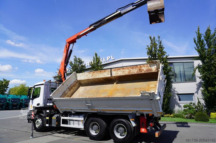 Trišalis savivartis Mercedes-Benz Arocs 2636 / 6x4 / HDS Fassi / 3-Way Tip