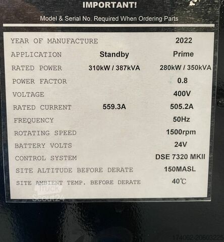 Agregát Cummins NTA855-G4 - 385 kVA surplus genset - DPX-18805-O-2