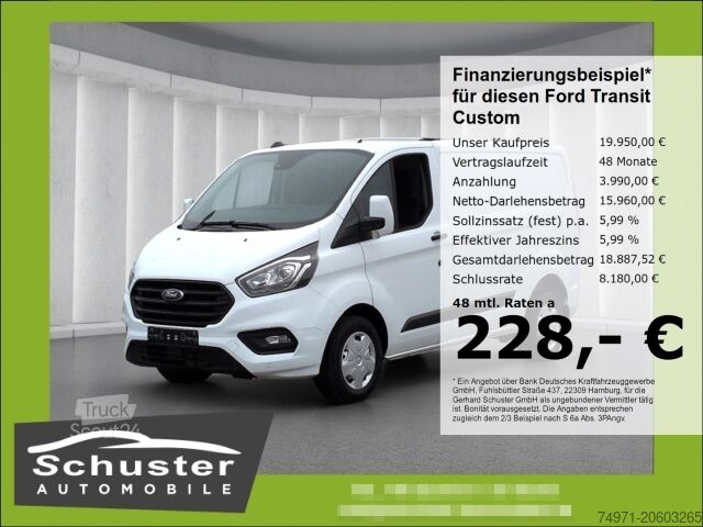 Fourgon tôlé Ford Transit Custom Kasten 2.0D*Tempo Spurass PDCv+h