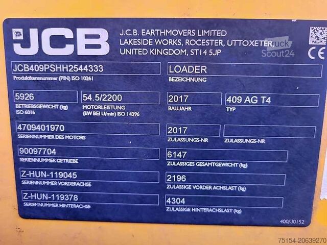 Hofschlepper JCB KOMPAKTRADLADER 409 AGRI