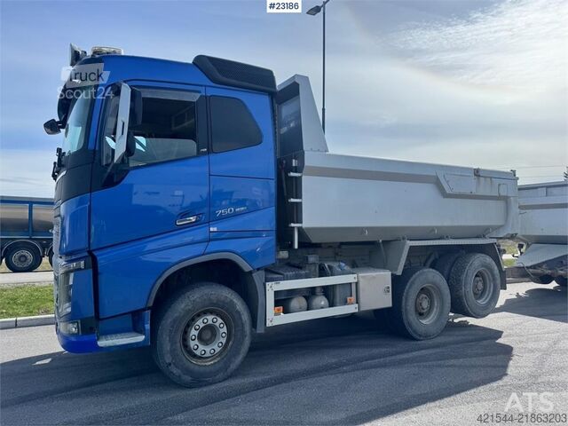 Sklápač Volvo FH750 6x4 tipper truck with Maur tri-axle trailer
