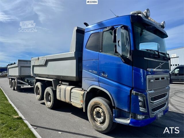 Kippiauto Volvo FH750 6x4 tipper truck with Maur tri-axle trailer
