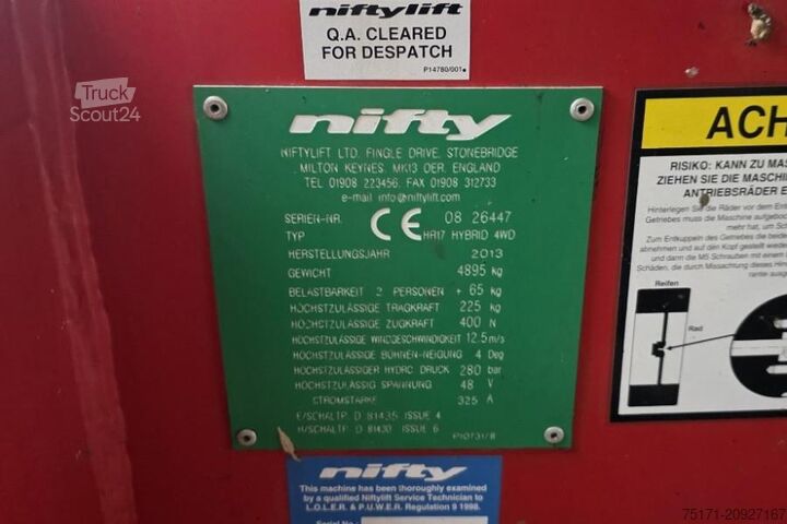 Przegubowa teleskopowa platforma robocza Niftylift HR17 HYBRIDE 4WD Hybrid, 4x4 Drive, 17.2m Working