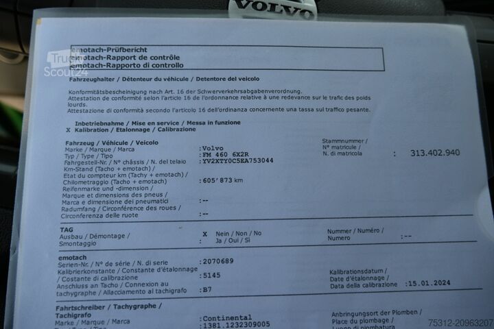 Platós teherautó ponyvával Volvo FM460  6x4 X-Track HD Allrad E6 LBW AHK Lenkachse