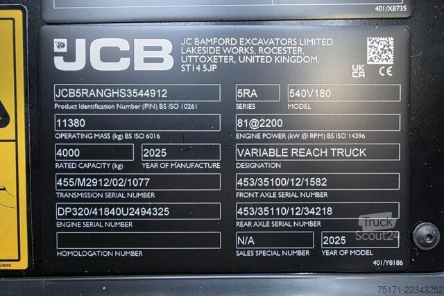 Teleskooppikuormaaja JCB 540V180 Valid inspection, *Guarantee! 4t Cap. 17.5