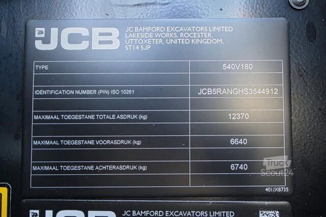 Teleskooppikuormaaja JCB 540V180 Valid inspection, *Guarantee! 4t Cap. 17.5