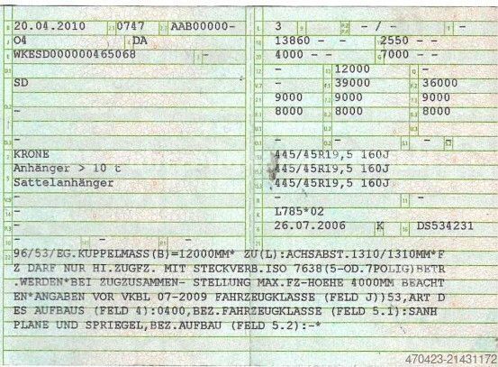 Åben sættevogn med presenning KRONE MegaLiner*BPW*Edscha*hydr. Hubdach 450 mm