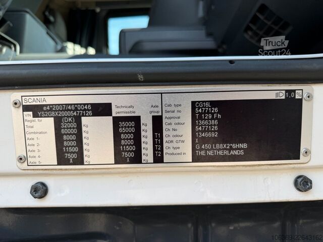 Kuorma-autoon asennettu nosturi SCANIA G450 8x2*6 Euro 6 / Crane / Kran / HMF 2620 K5