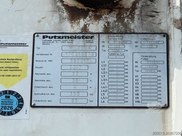 Автобетононасос MERCEDES-BENZ AROCS 2840 6x4 Betonp. Putzmeister BSF36-4.16HLS