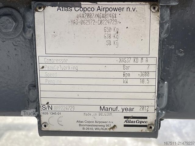Compresseur frigorifique Atlas Copco XAS 37 KD