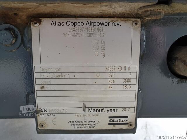 Compresseur frigorifique Atlas Copco XAS 37 KD