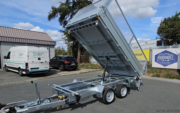 Remorcă basculantă trilaterală HUMBAUR HTK 3000.31 mit E-Pumpe und Gitteraufsatz 60 cm