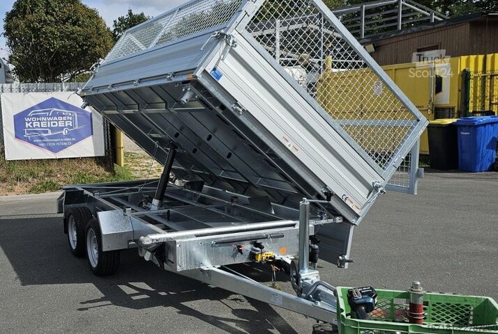 Remorcă basculantă trilaterală HUMBAUR HTK 3000.31 mit E-Pumpe und Gitteraufsatz 60 cm