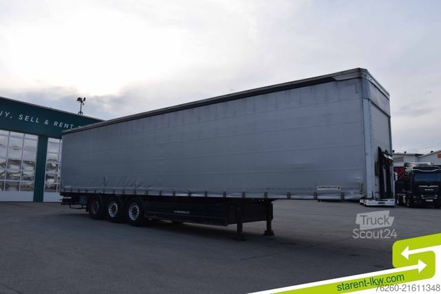 Open semitrailer with tarp SCHWARZMÜLLER Palettenkasten Liftachse SAF Achsen E-Radhalter