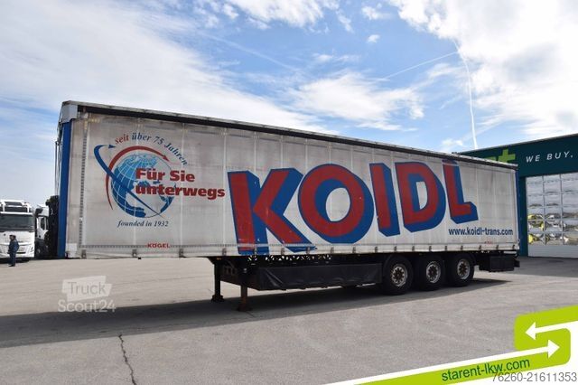 Open semitrailer with tarp KÖGEL Palettenkasten Lochrahmen SAF  Achsen  XL Zert.