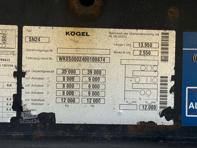 مركبة تجارية Kögel 3 Achs Standard Getränke Liftachse SAF TÜV neu