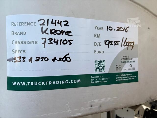 Gekoeld/bevroren transport Krone Vector 1550, TUV APK .  Scheibebremse, Alu Bode...