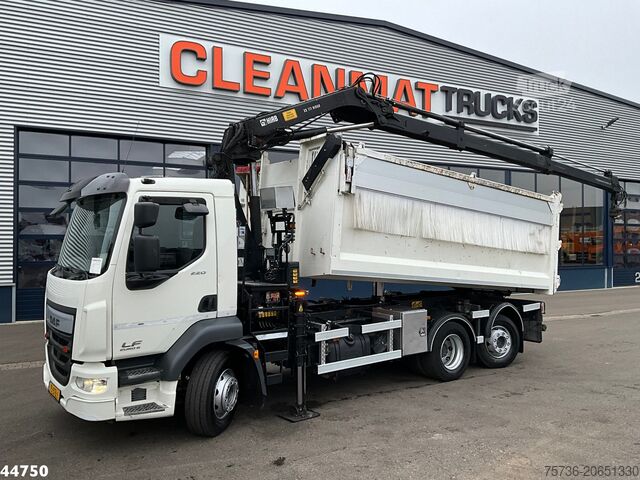 Tipper med kran DAF FAN LF 220 Euro 6 Hiab 11 Tonmeter laadkraan Ju...
