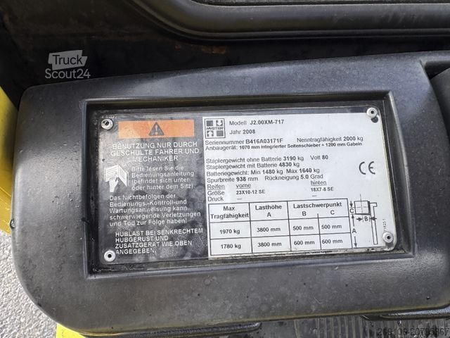 Ανυψωτικό περονοφόρο με εμπρόσθιο φορτηγό HYSTER J2.00XM-717 Elektro Seitenschieber Freihub