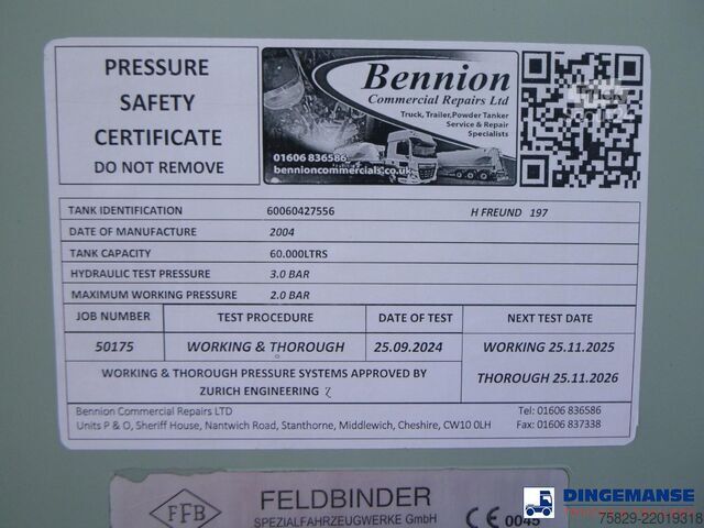 Tank Feldbinder Powder tank alu 60 m3 (tipping)
