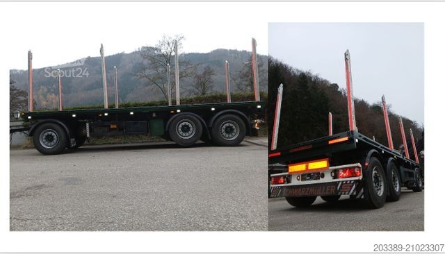 Remorque à grumes SCHWARZMÜLLER PLATEAUANHÄNGER/MIT EX-TE RUNGEN/TOP