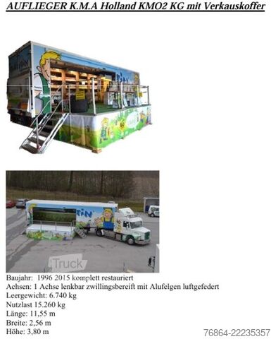 Полуремарке-фургон  K.M.A HOLLAND KM02 KG, VERKAUFSKOFFER MIT KüCHE,  RECHTS TERRASSE AUSKLAPPBAR, SHOWTRAILER