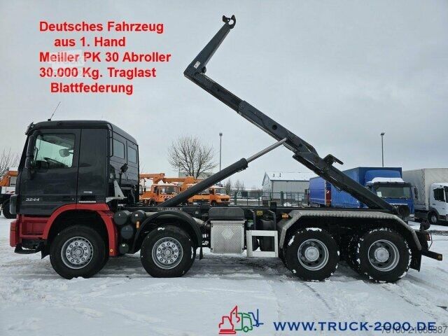 Φορτηγό γερανός roll-off Mercedes-Benz Actros 3244 8x4 Meiller 30t.7m Container Blatt