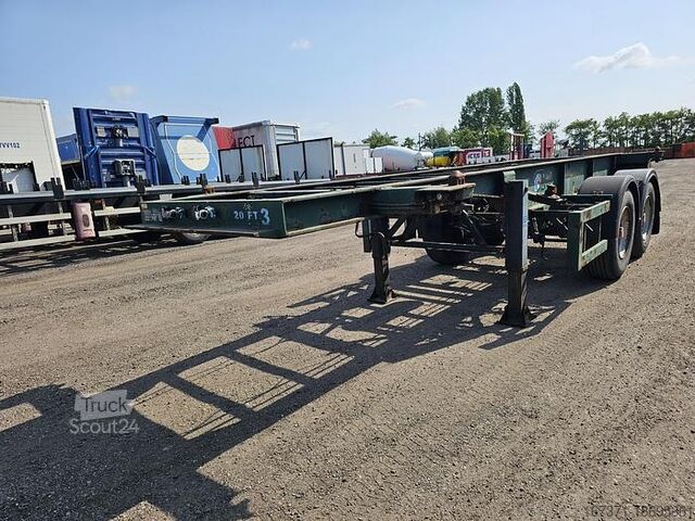 Konttikuljetukset FLANDRIA 2 AXLE 20 FT CHASSIS STEEL SUSPENSION ROR DRUM