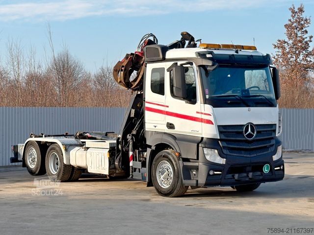 Camión portacontenedores de gancho MERCEDES-BENZ ACTROS 2542 * ABROLLKIPPER * LOGLIFT 105 Z * TOP