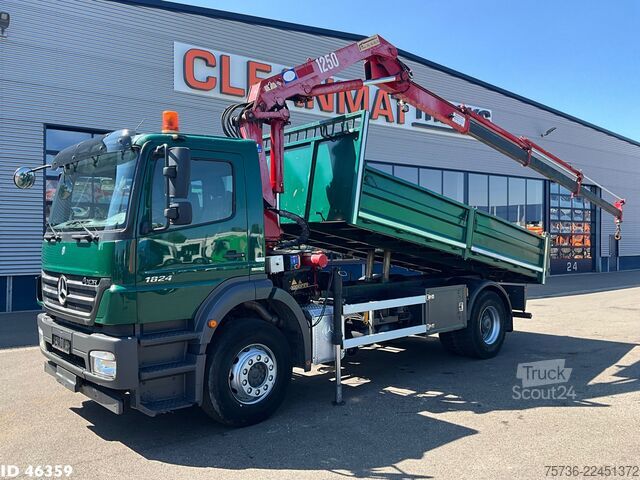 Vinçli damper Mercedes-Benz Axor 1824 Manual Full steel HMF 12 Tonmeter laa...