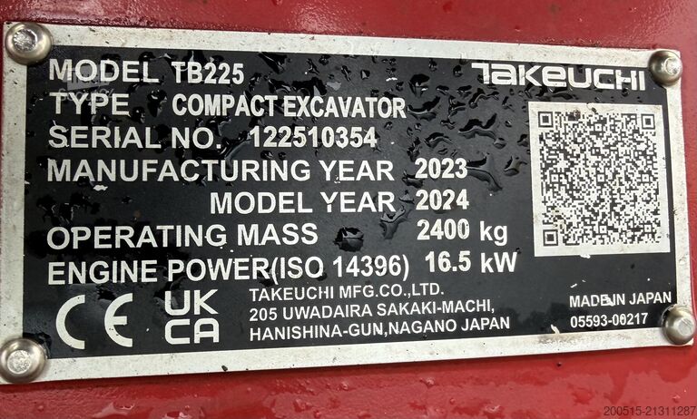 Minibagger Takeuchi TB 225A V3