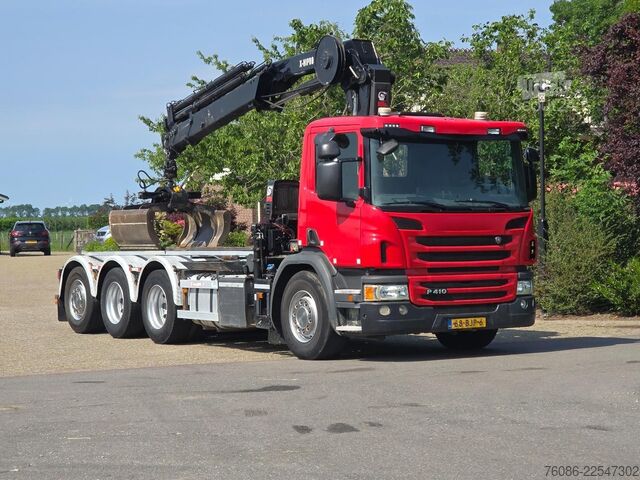 Containertransport (kabelsysteem) Scania P410 KRAAN/CONTAINER!! ZERO EMISSIES 2030!!TOP