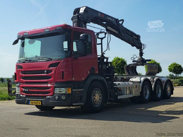 Containertransport (kabelsysteem) Scania P410 KRAAN/CONTAINER!! ZERO EMISSIES 2030!!TOP