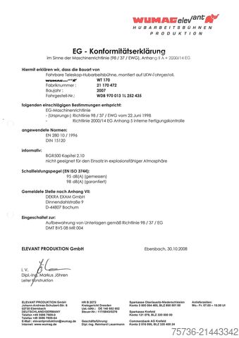 Plate-forme de levage Mercedes-Benz Atego 815 Wumag Elevant 17 meter hoogwerker Jus...