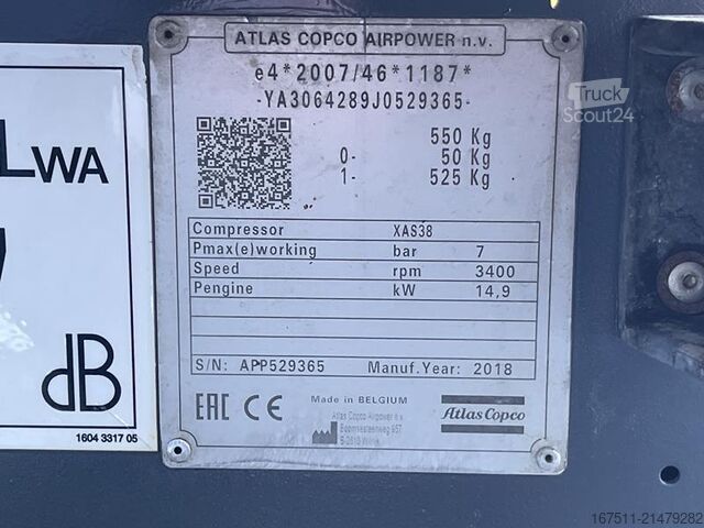 Compressore frigorifero Atlas Copco XAS 38 KD