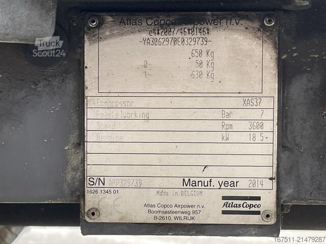 Compresseur frigorifique Atlas Copco XAS 37 KD